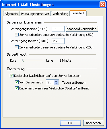 Mail-Konfiguration Outlook